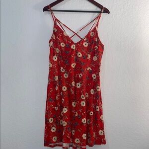 Nine Britton Red Sundress with Spaghetti Straps and V-Neck Dress